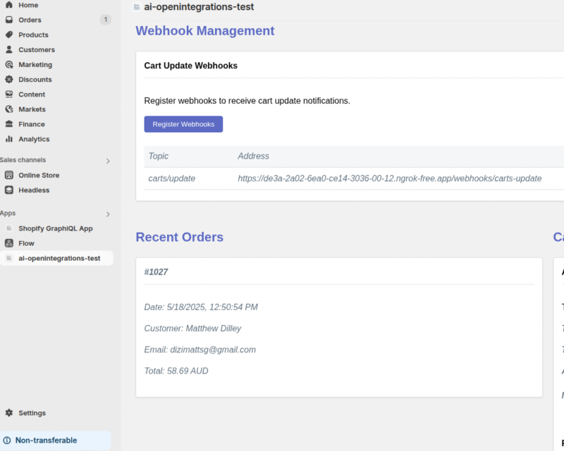 Shopify app framework order summary module